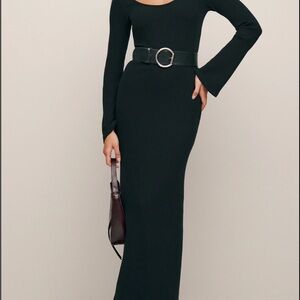 Reformation Black Long Sleeve Dress